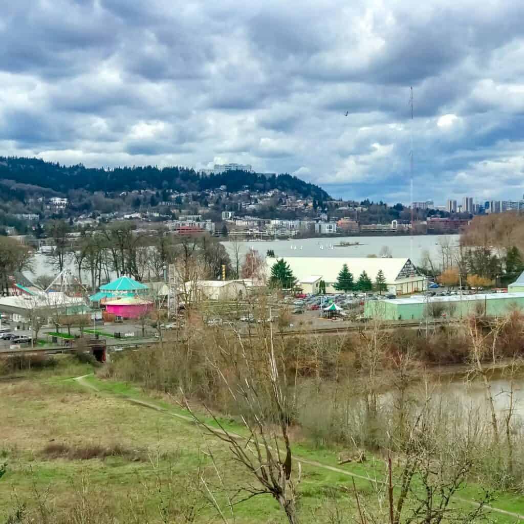 View of Oaks Amusement Park from Oaks Bottom Wildlife Refuge